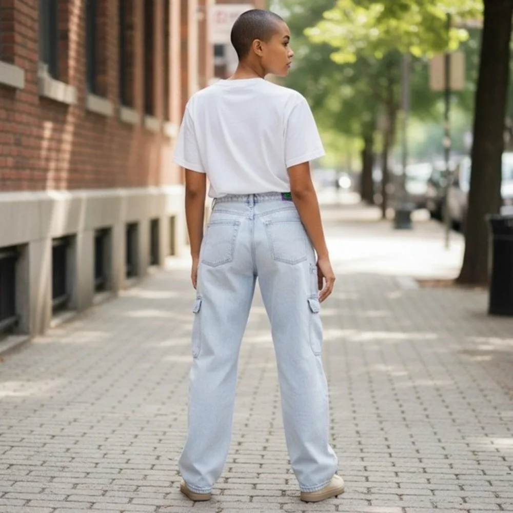 Y2K‎ Empyre Tori Light Wash Denim Cargo Pants Size 10 Skate Streetwear Style VTG